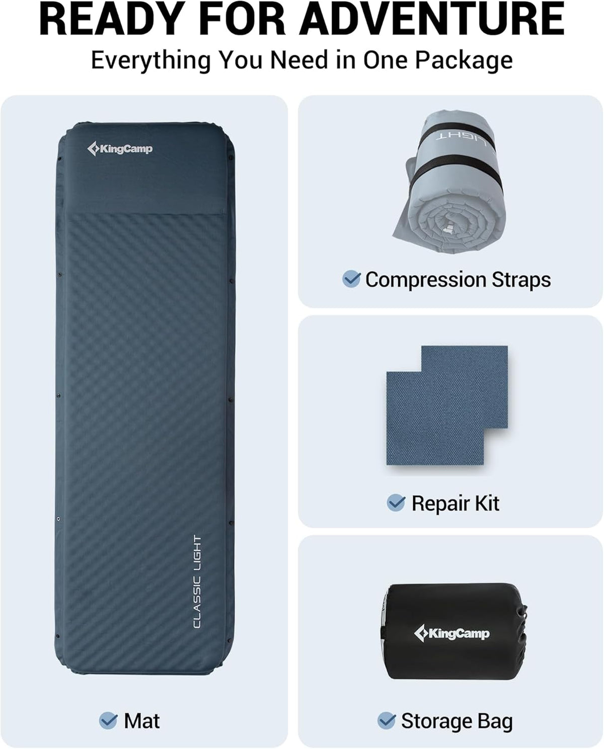 Self-Inflating Sleeping Pad with Pillow-L