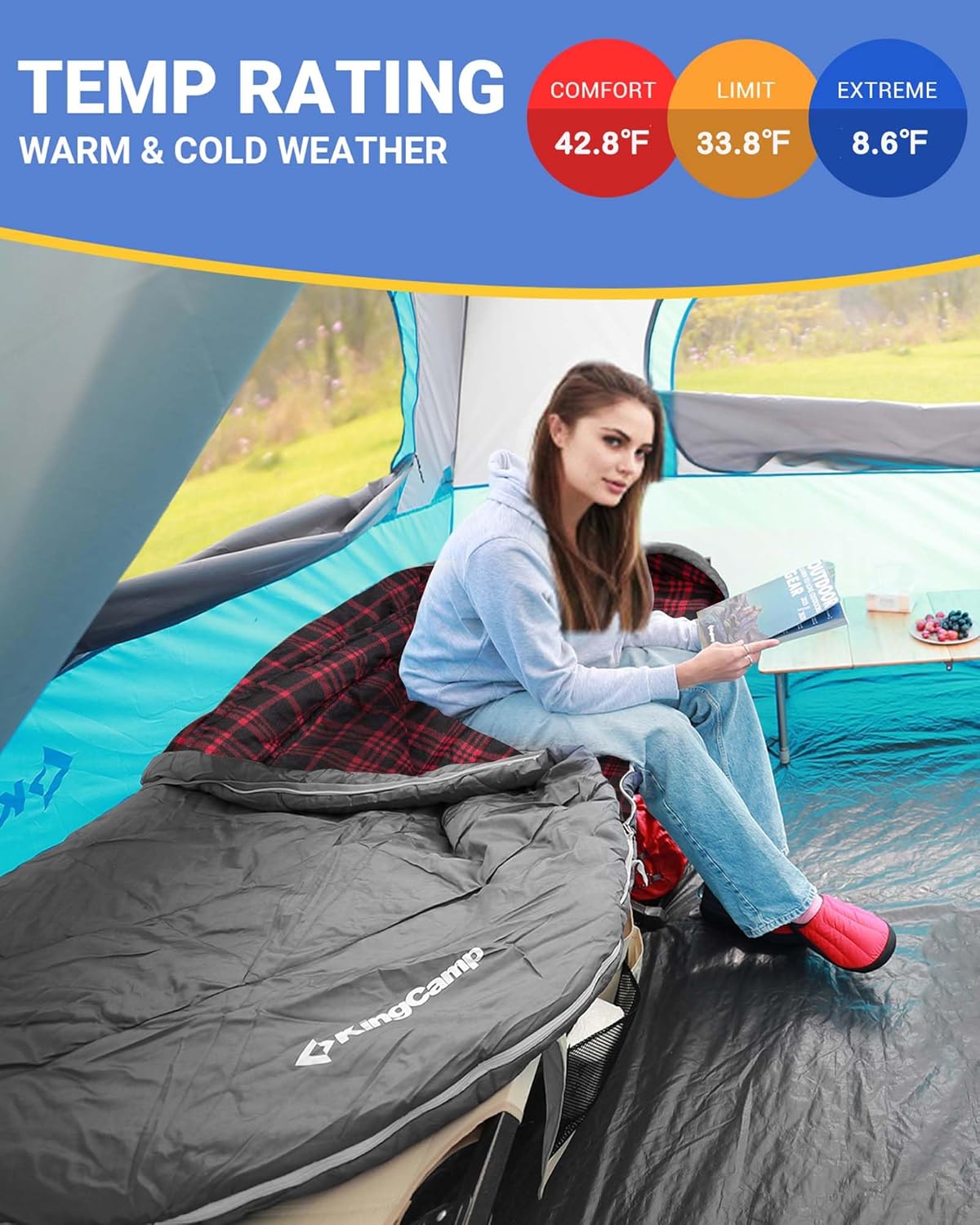 43F Plus Size Flannel 3-4 Season Sleeping Bag