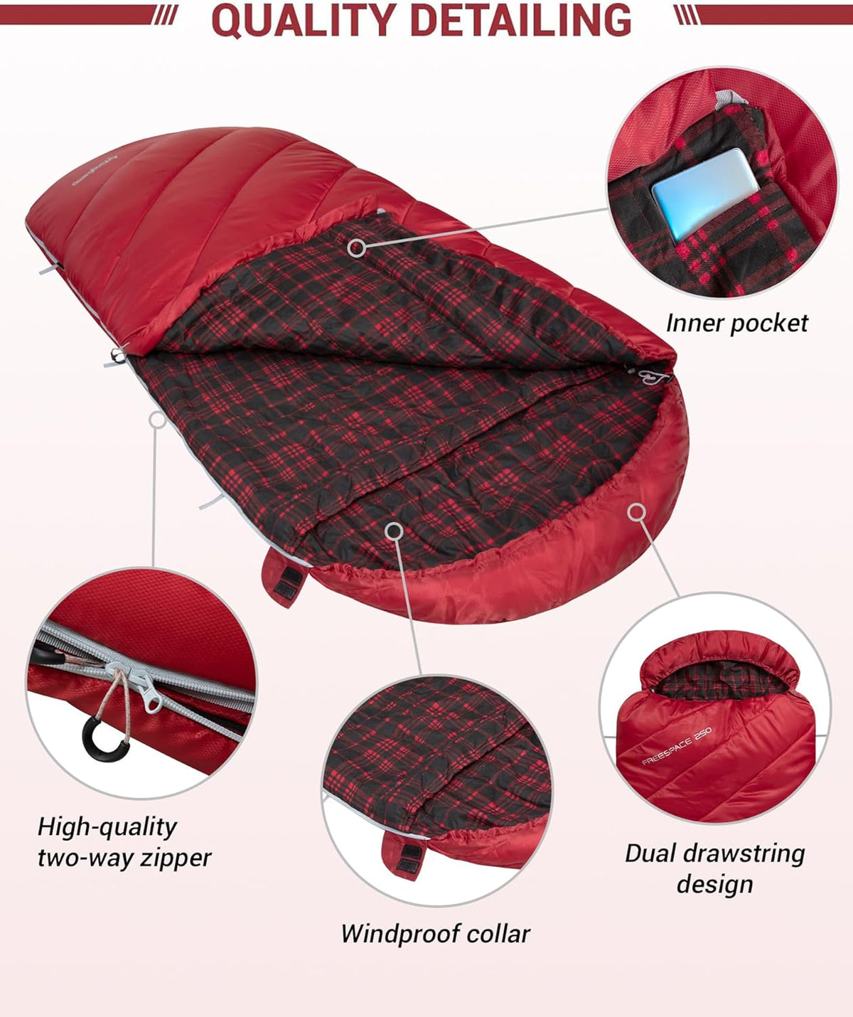 43F Plus Size Flannel 3-4 Season Sleeping Bag