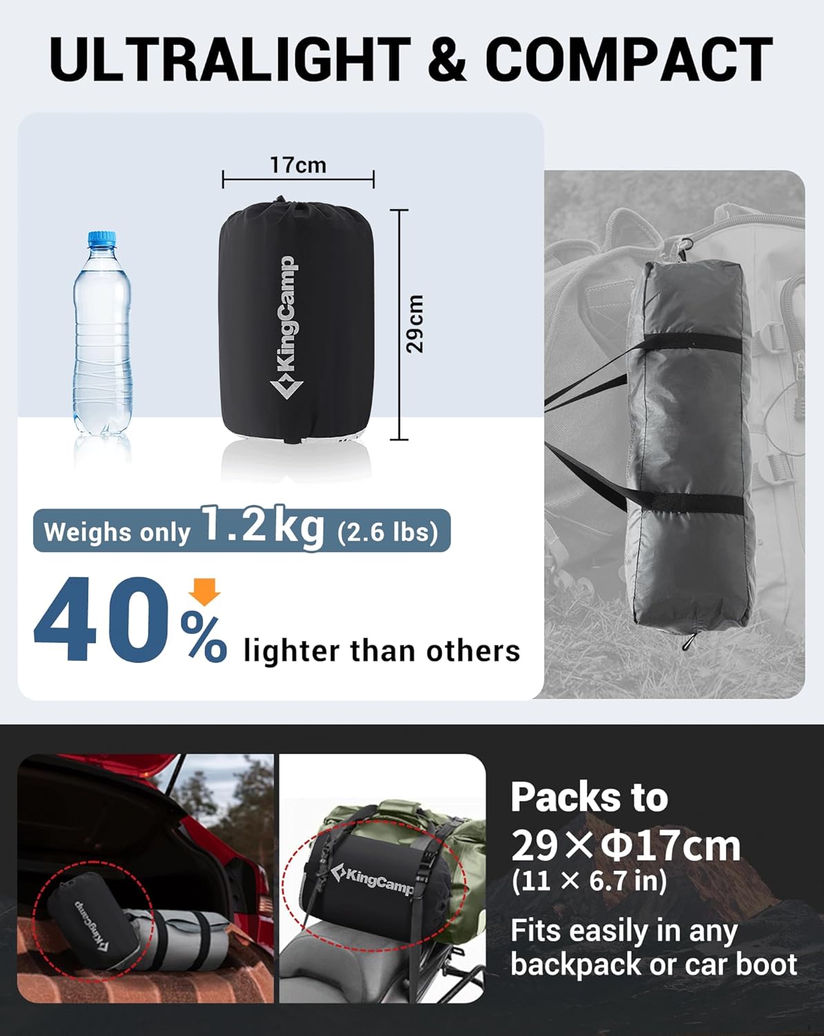 Self-Inflating Sleeping Pad with Pillow-L