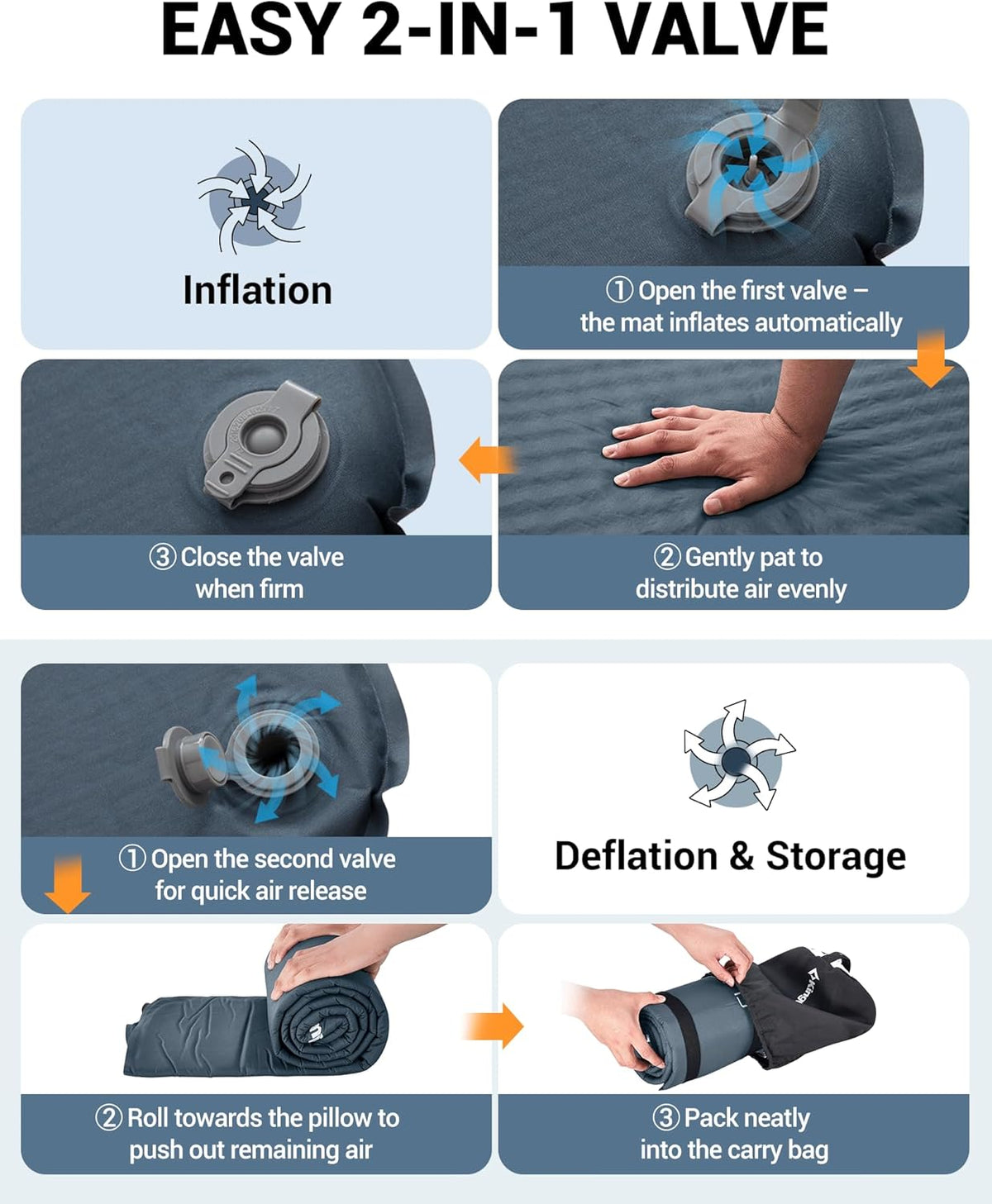 Self-Inflating Sleeping Pad with Pillow-L