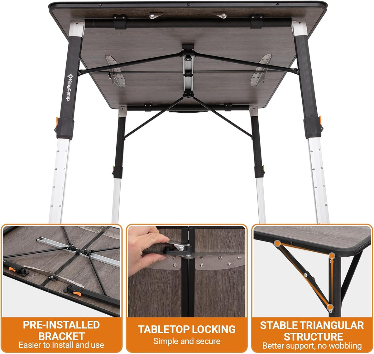 KingCamp GRANITE P12080 Folding Fiberglass Camping Table