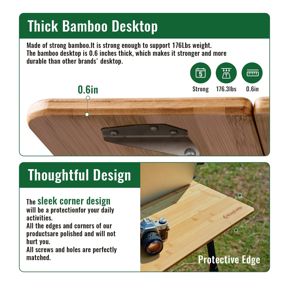 KingCamp BAMBOO P8060 Folding Bamboo Table