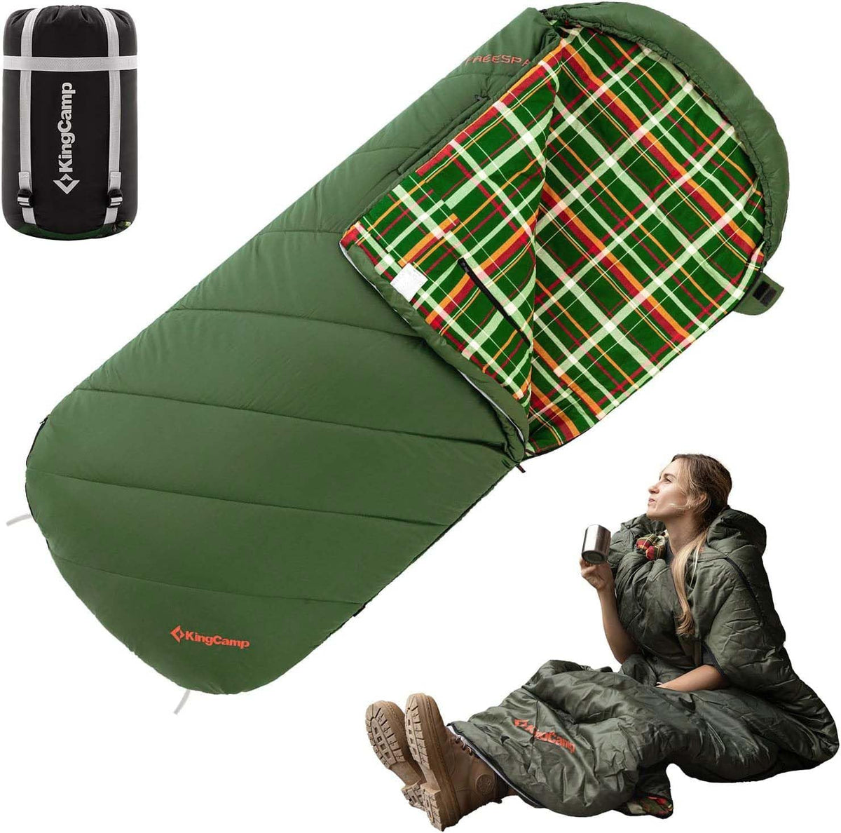 Wearable Flannel Camping Sleeping Bag- XL