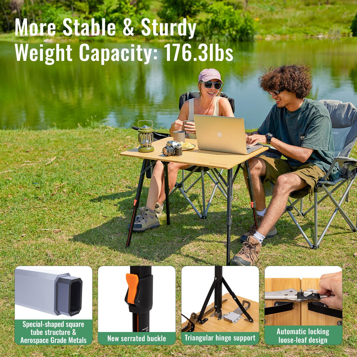 KingCamp BAMBOO P8060 Folding Bamboo Table