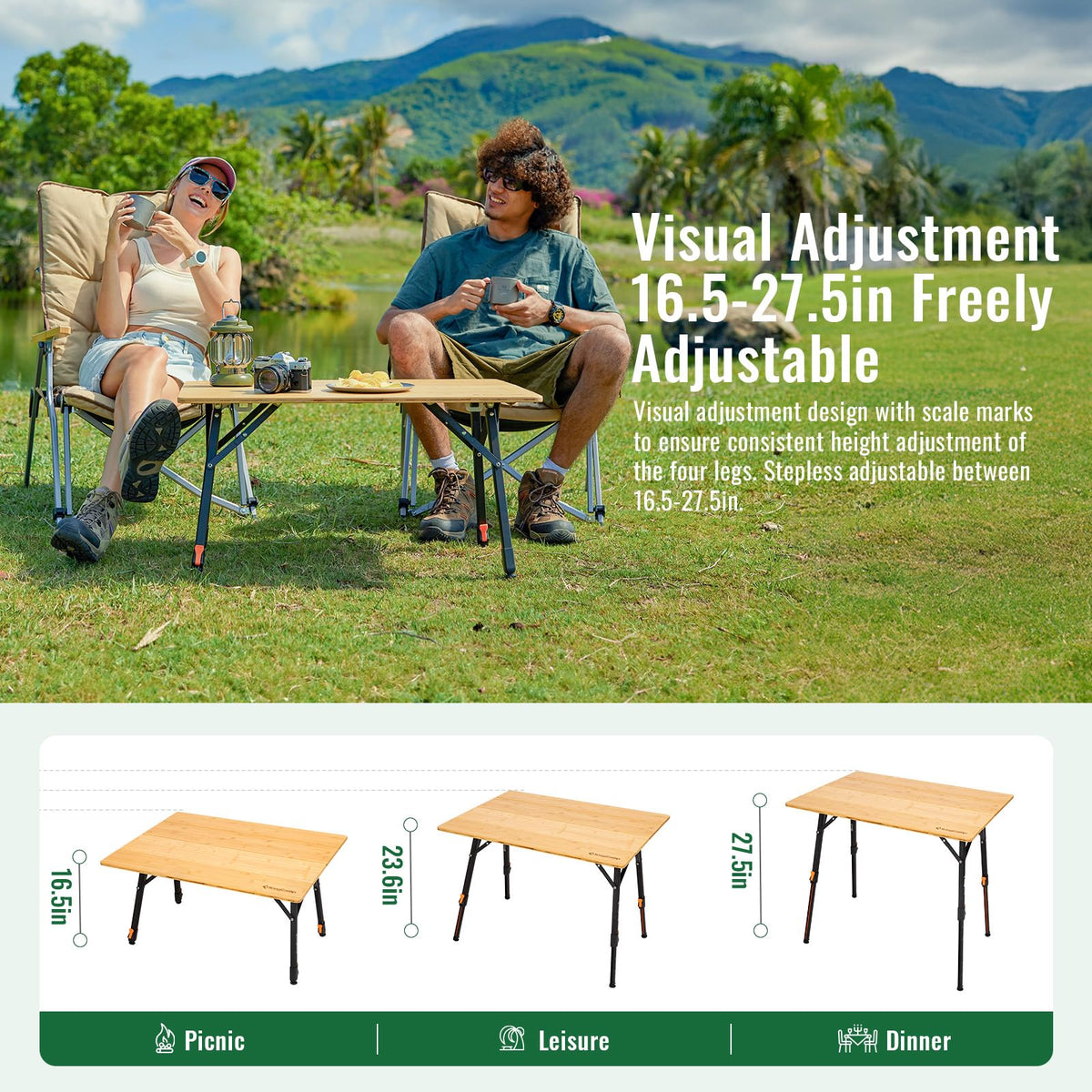 KingCamp BAMBOO P8060 Folding Bamboo Table