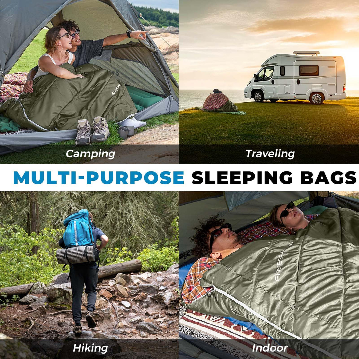 KingCamp FREESPACE 250D Double-Sized Sleeping Bag Blue
