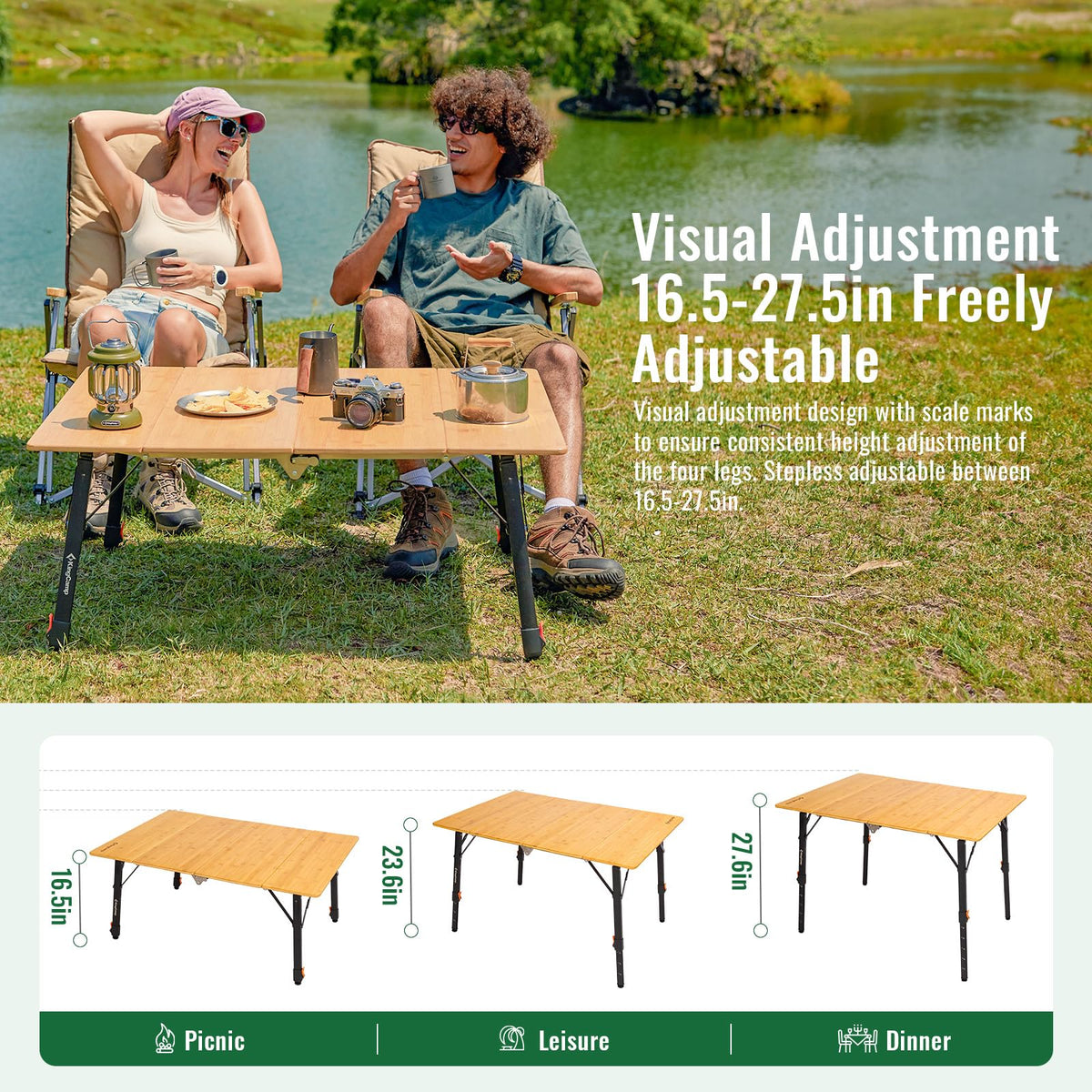 BamAura 4Fold 10070 All-Terrain Bamboo Camping Table
