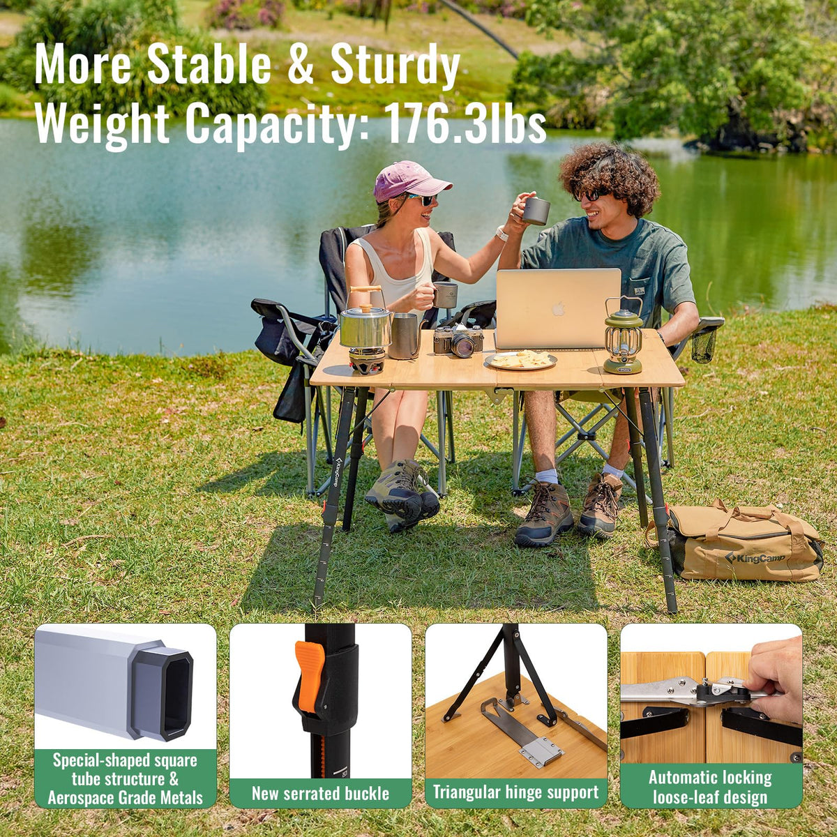 BamAura 4Fold 10070 All-Terrain Bamboo Camping Table