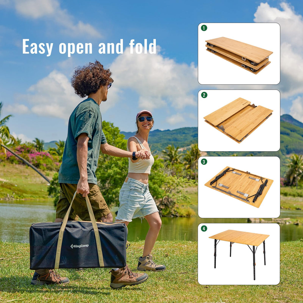 BamAura 4Fold 10070 All-Terrain Bamboo Camping Table