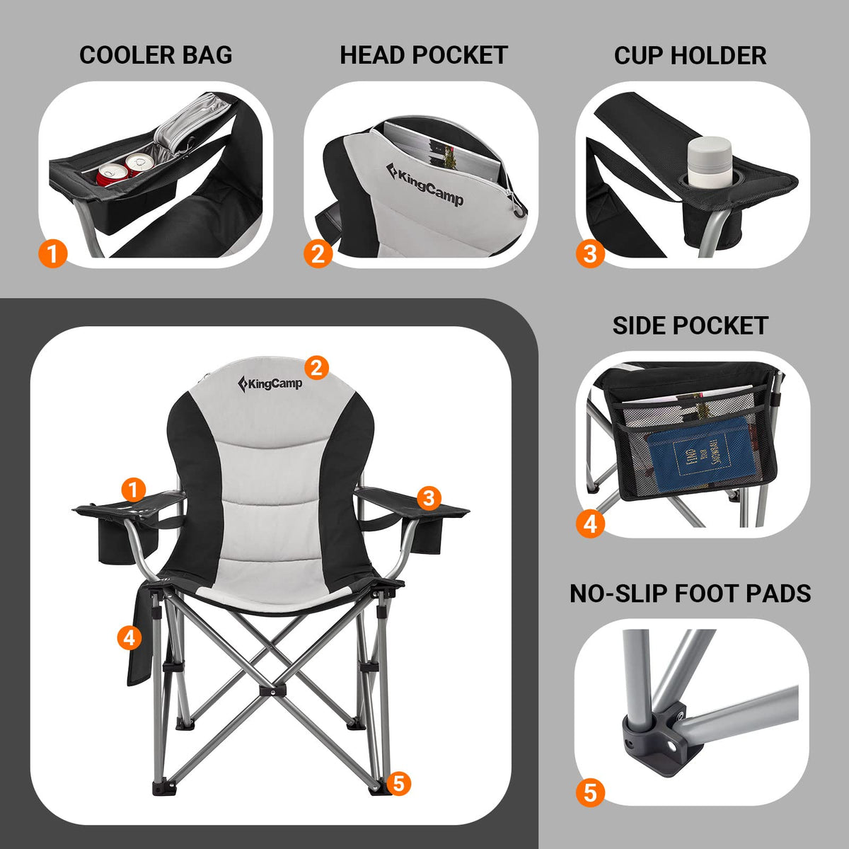 KingCamp SIMPSON Comfort Armchair Set of 2
