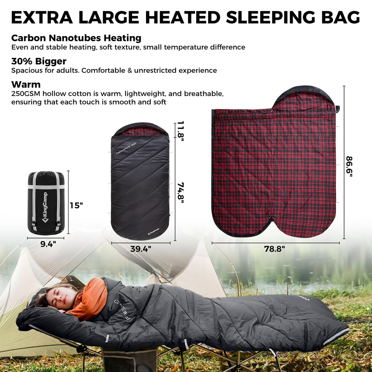 KingCamp FREESPACE HEATING 250 Beheizter Schlafsack
