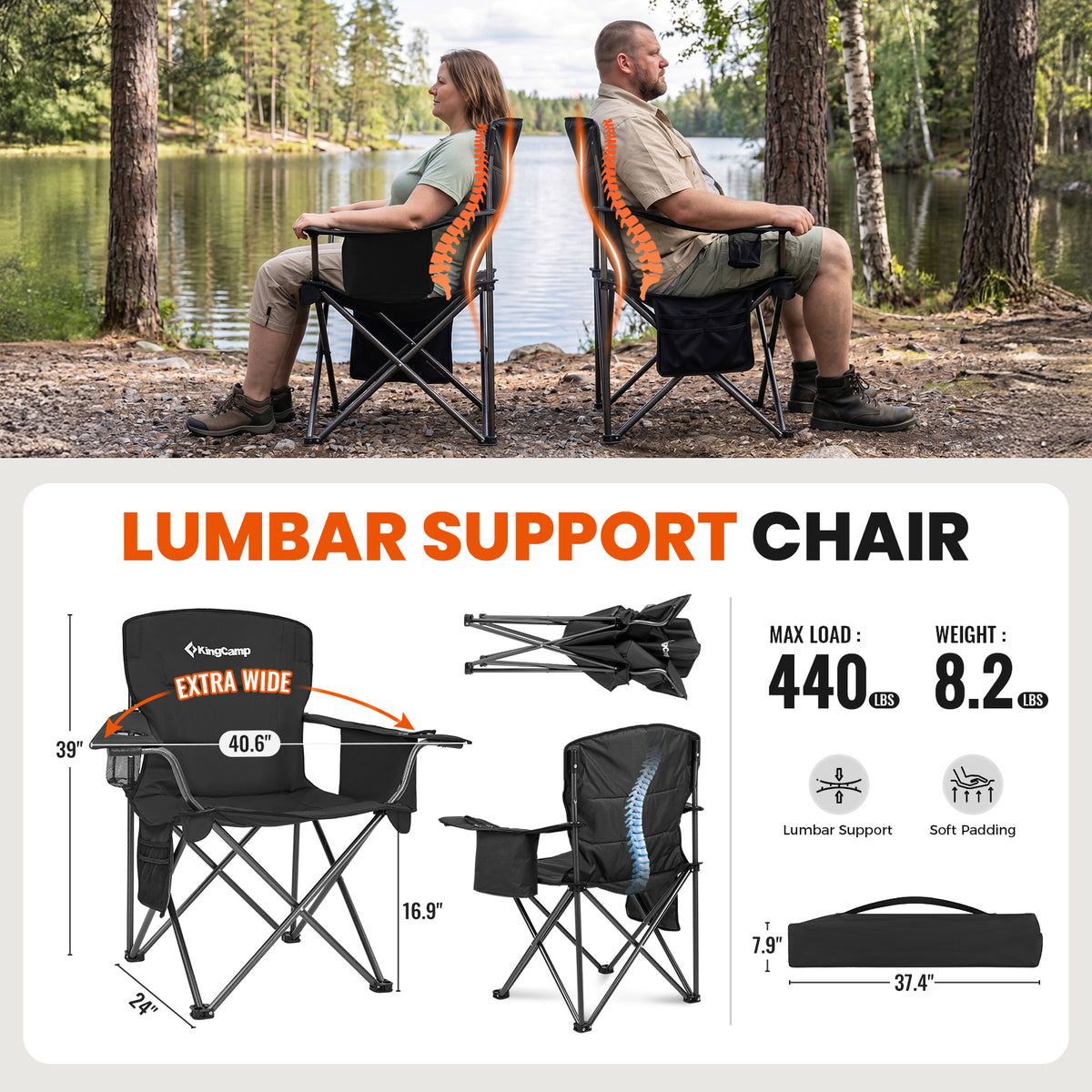 Übergroßer Outdoor-Camping-Klappstuhl 