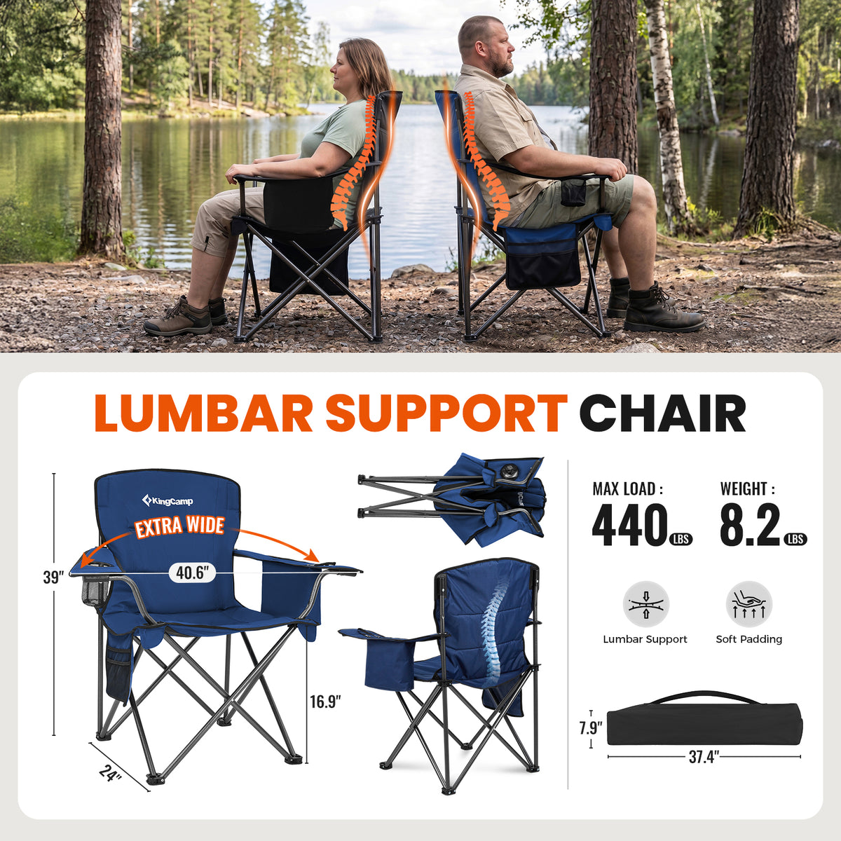 Übergroßer Outdoor-Camping-Klappstuhl 