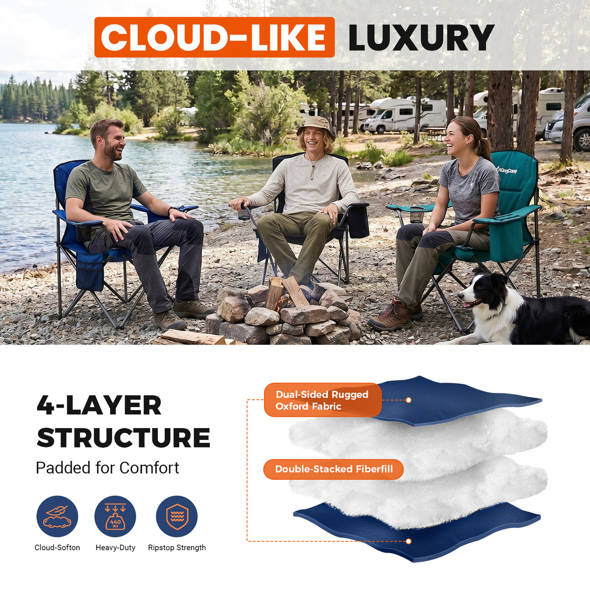 Übergroßer Outdoor-Camping-Klappstuhl 