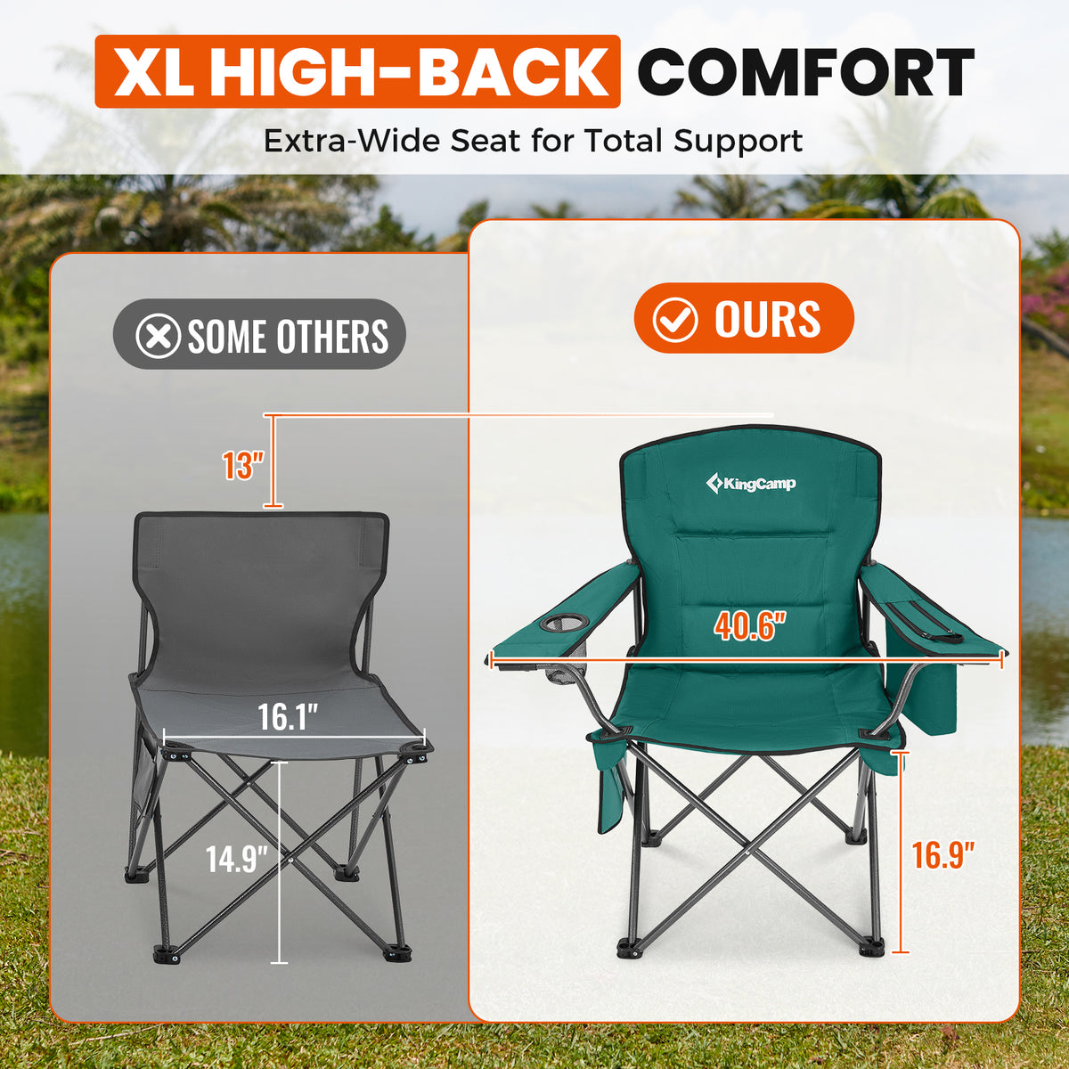 Übergroßer Outdoor-Camping-Klappstuhl 