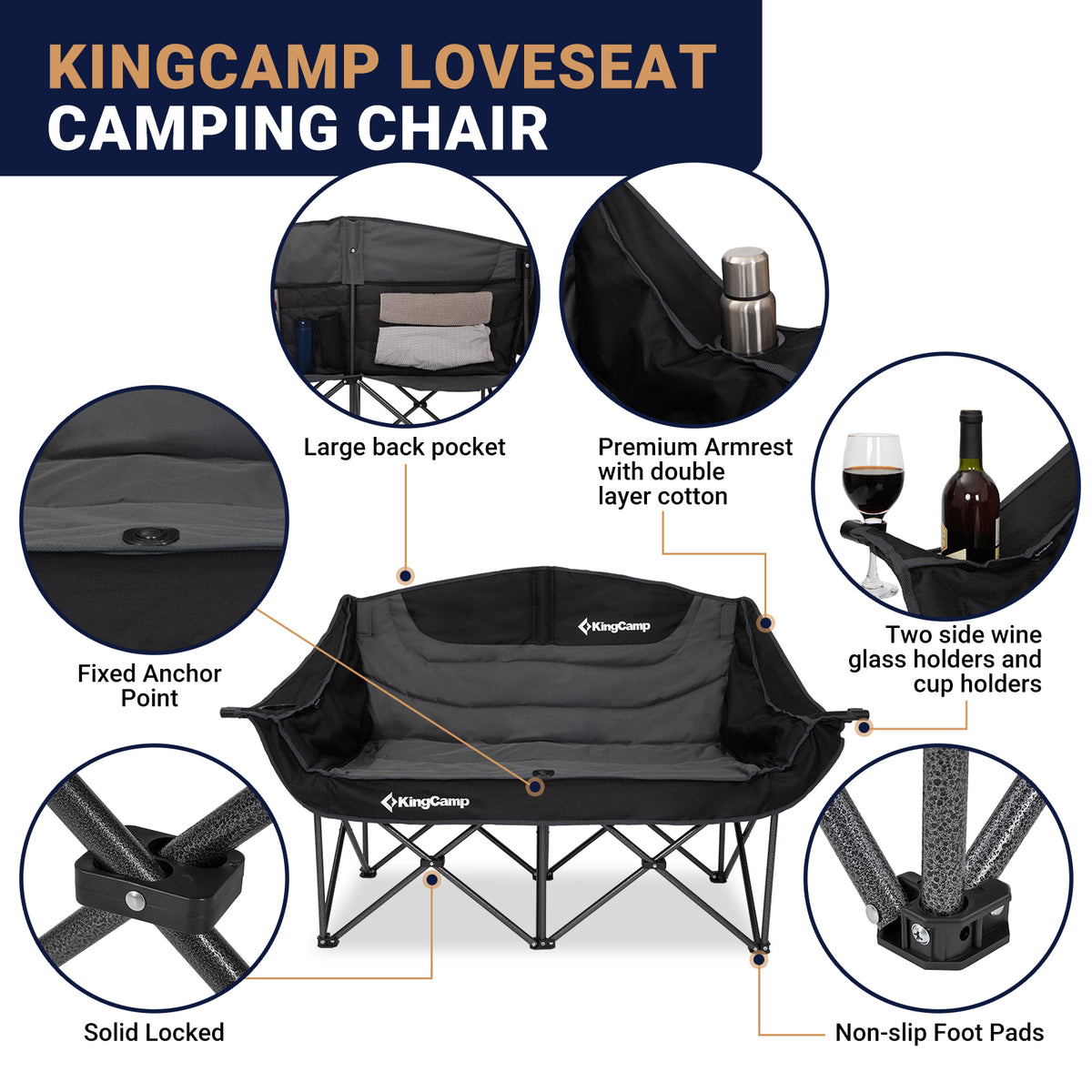 KingCamp Oversize Double Camping Loveseat