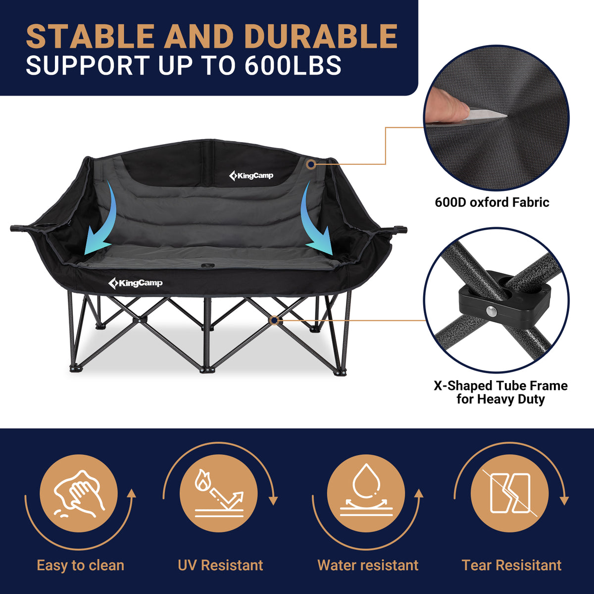 KingCamp Oversize Double Camping Loveseat
