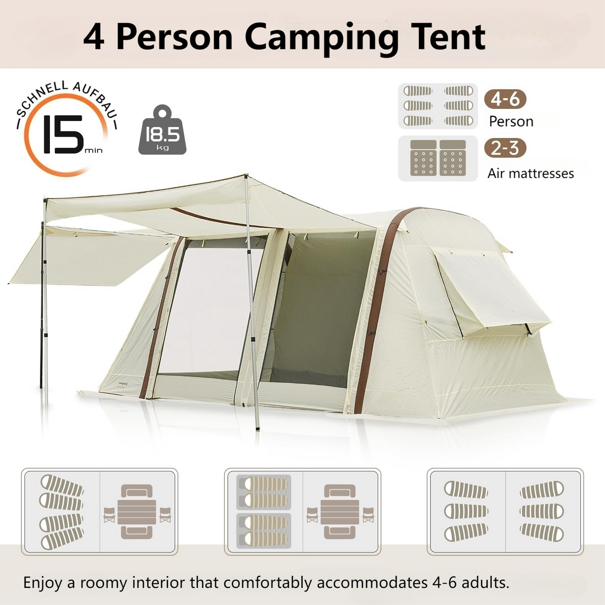 KingCamp 4-6 Personen NUOVA AIR Aufblasbares Campingzelt