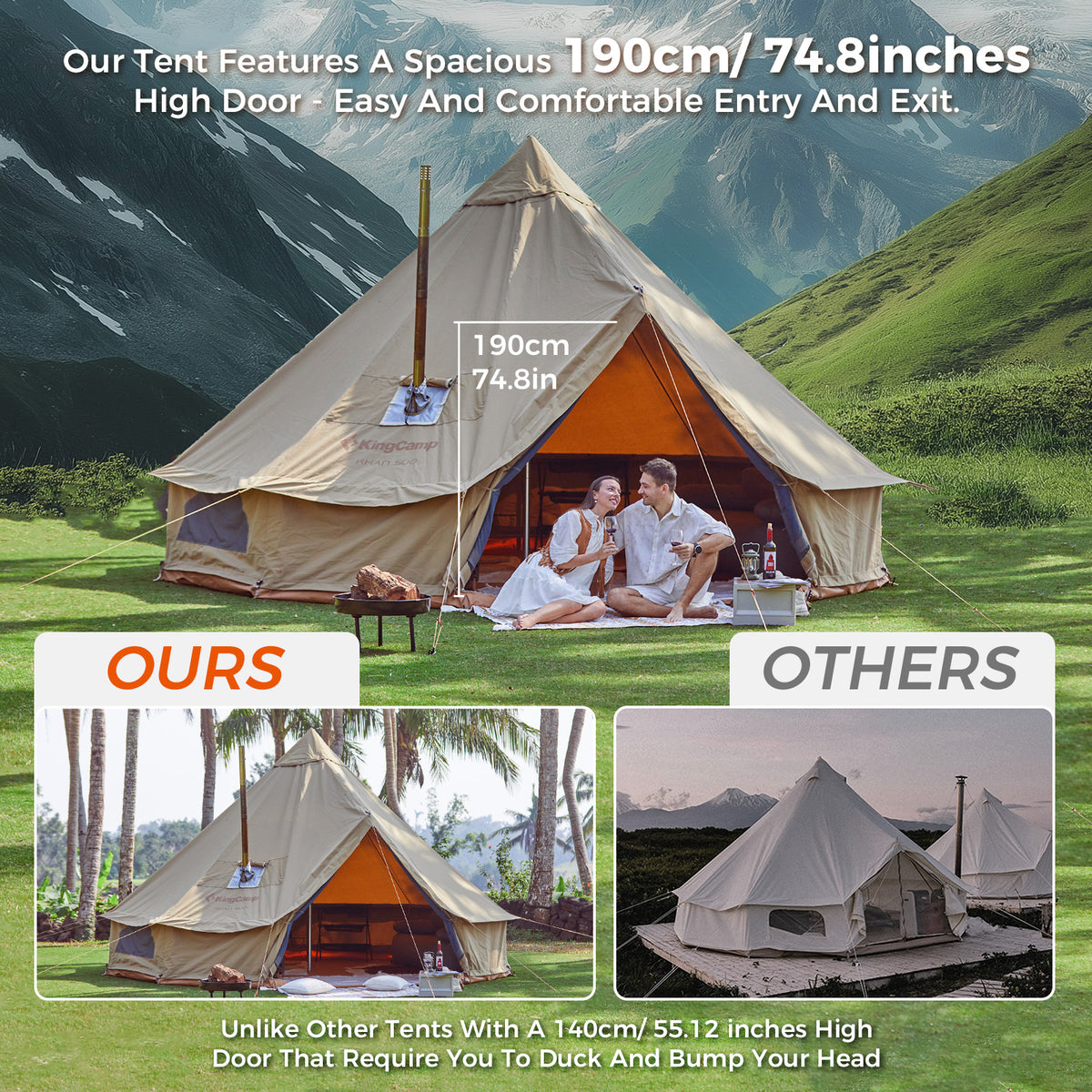 KingCamp KHAN 400/ 500 Canvas Bell Tents Upgraded
