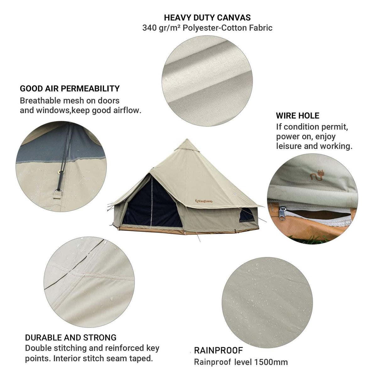 Khan 8 Person 4-Season Glamping Bell Camping Tent