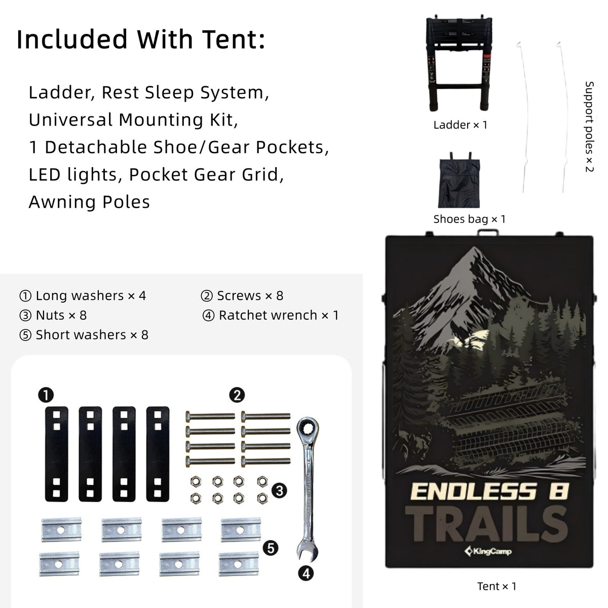 KingCamp ENDLESS 8 Rooftop Tent