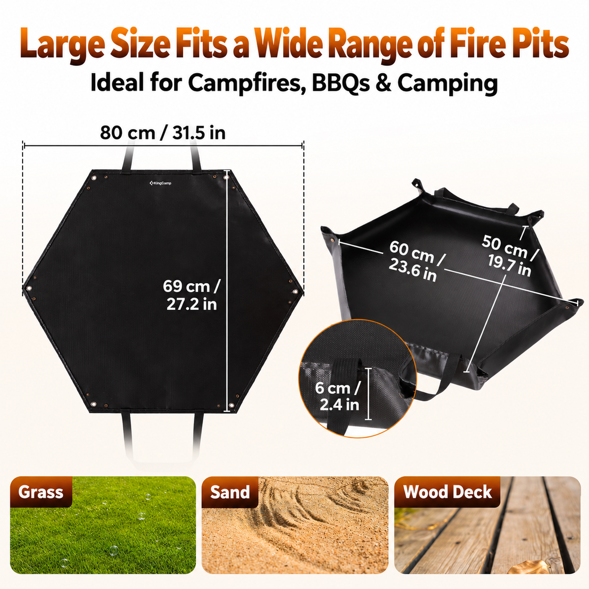 Hexagonal Fireproof Fire Pit Mat