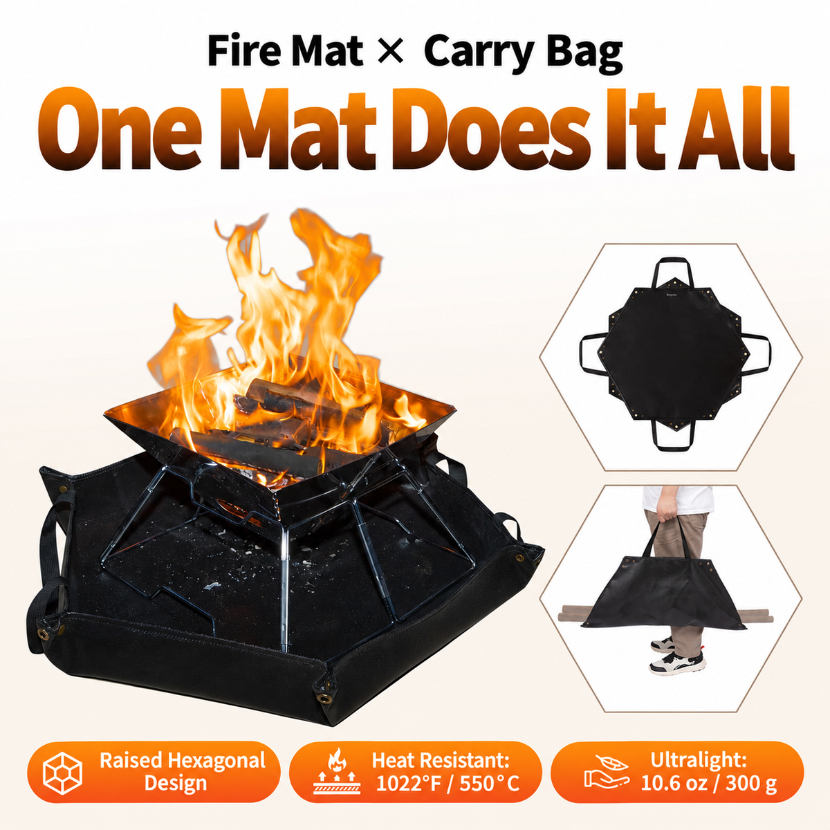 Hexagonal Fireproof Fire Pit Mat