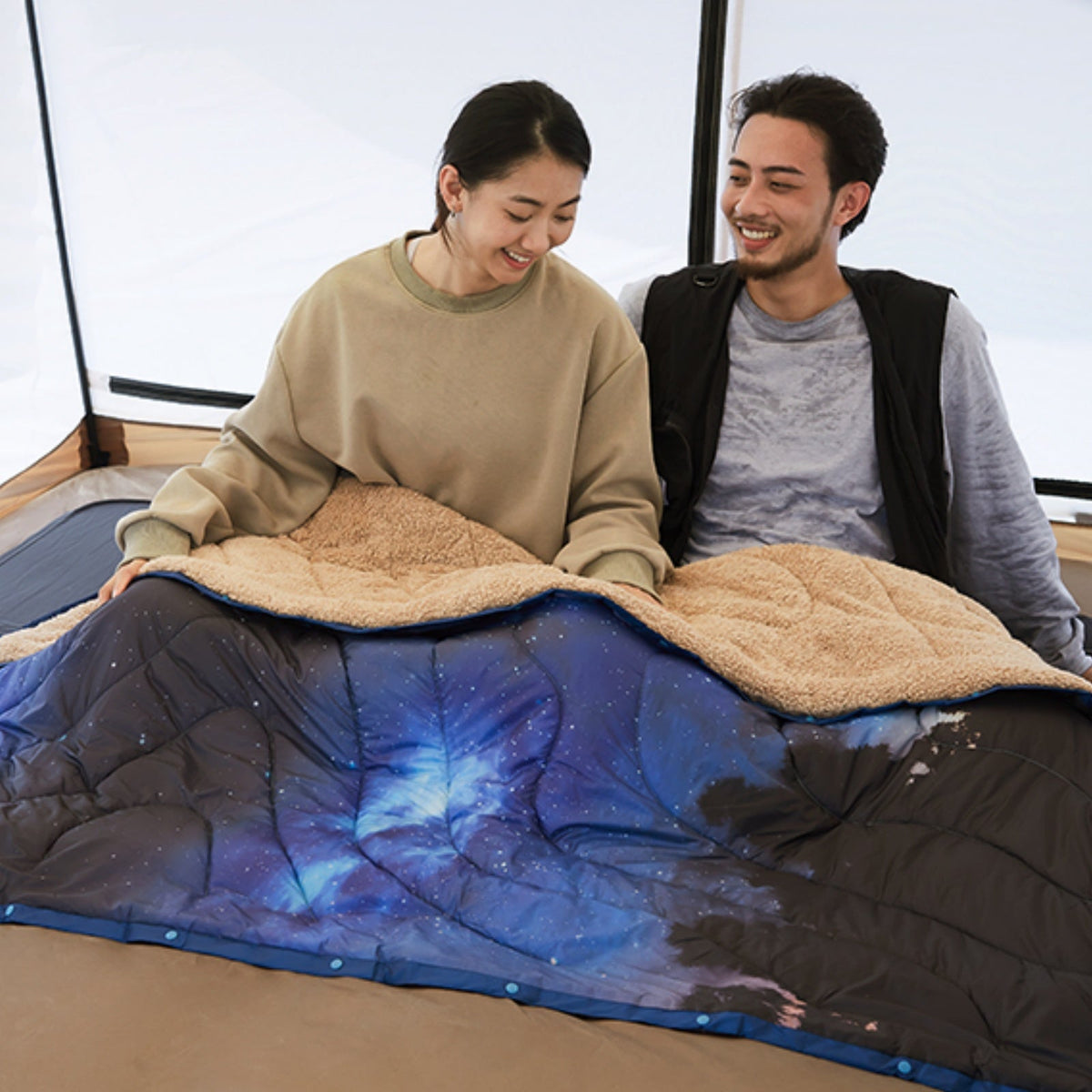 KingCamp Boho Printed Wearable Camping Blanket Starry Night Large Sherpa & Water-Resistant Picnic Blanket for Outdoor Concerts, Beach & Travel