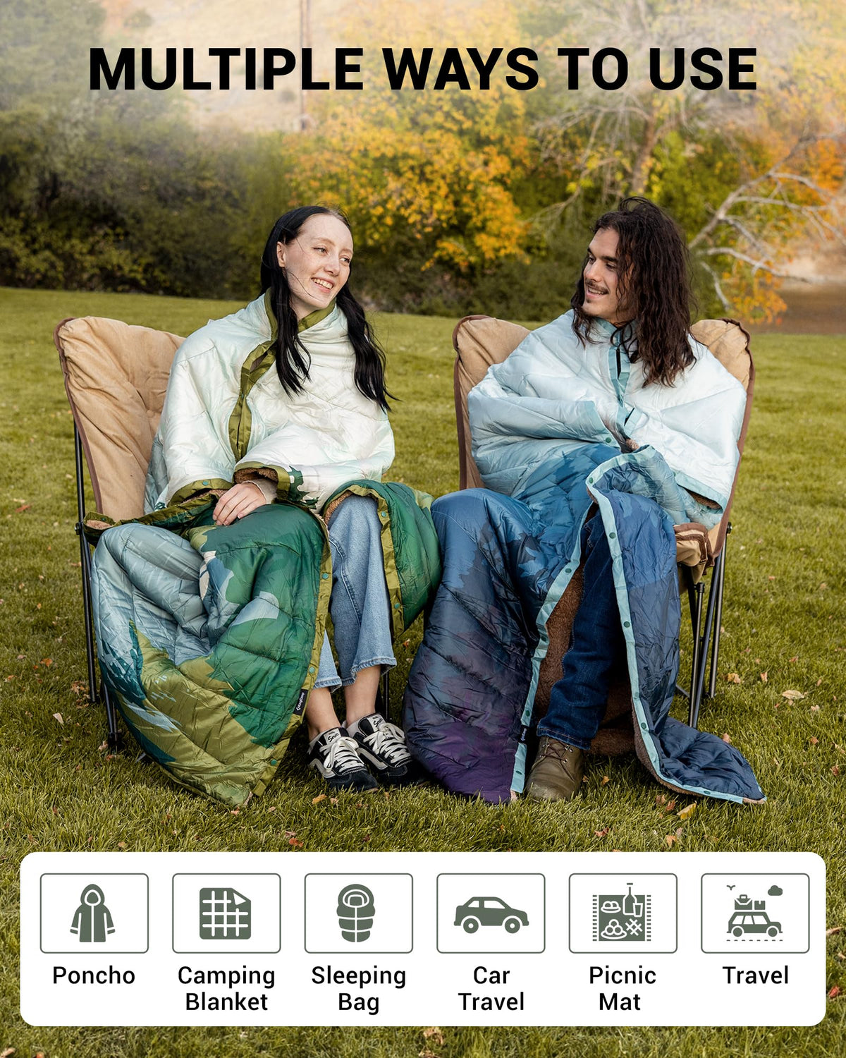 KingCamp Boho Printed Wearable Camping Blanket