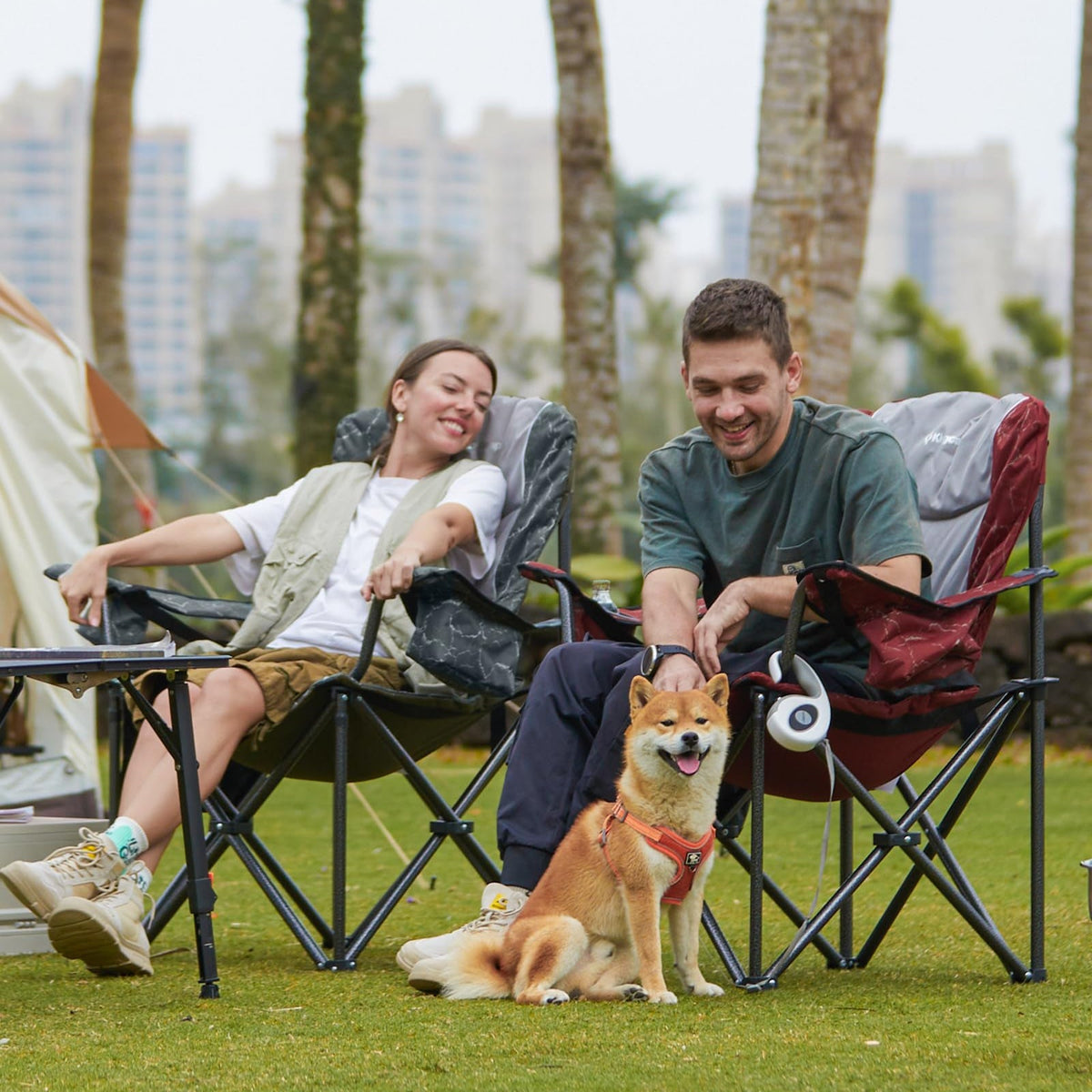 KingCamp JUNIPER C10 Oversized Folding Chair with Adjustable Lumbar Support Red