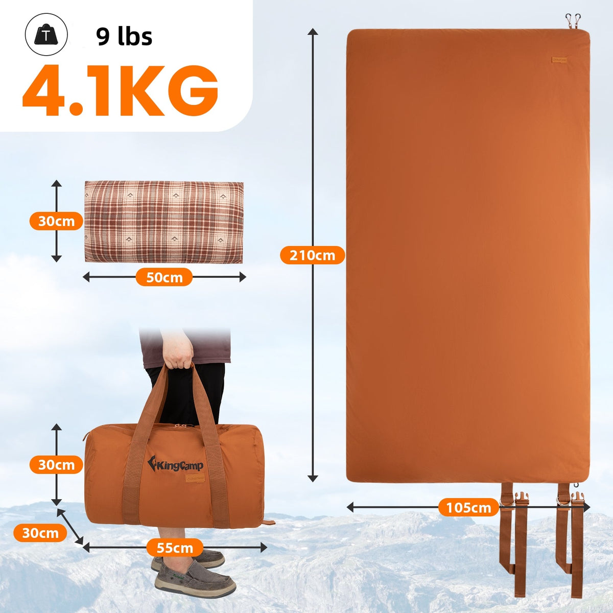 KingCamp TOPANGA 400 Flannel Rectangle Sleeping Bag