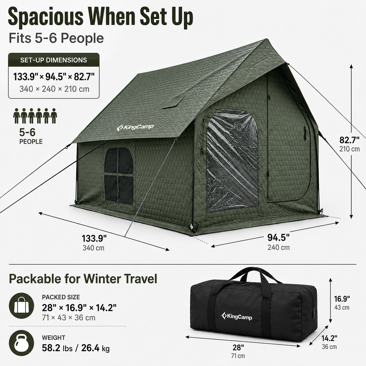 KingCamp SnowHouse 5 Cotton Cabin Tent with Stove Jack