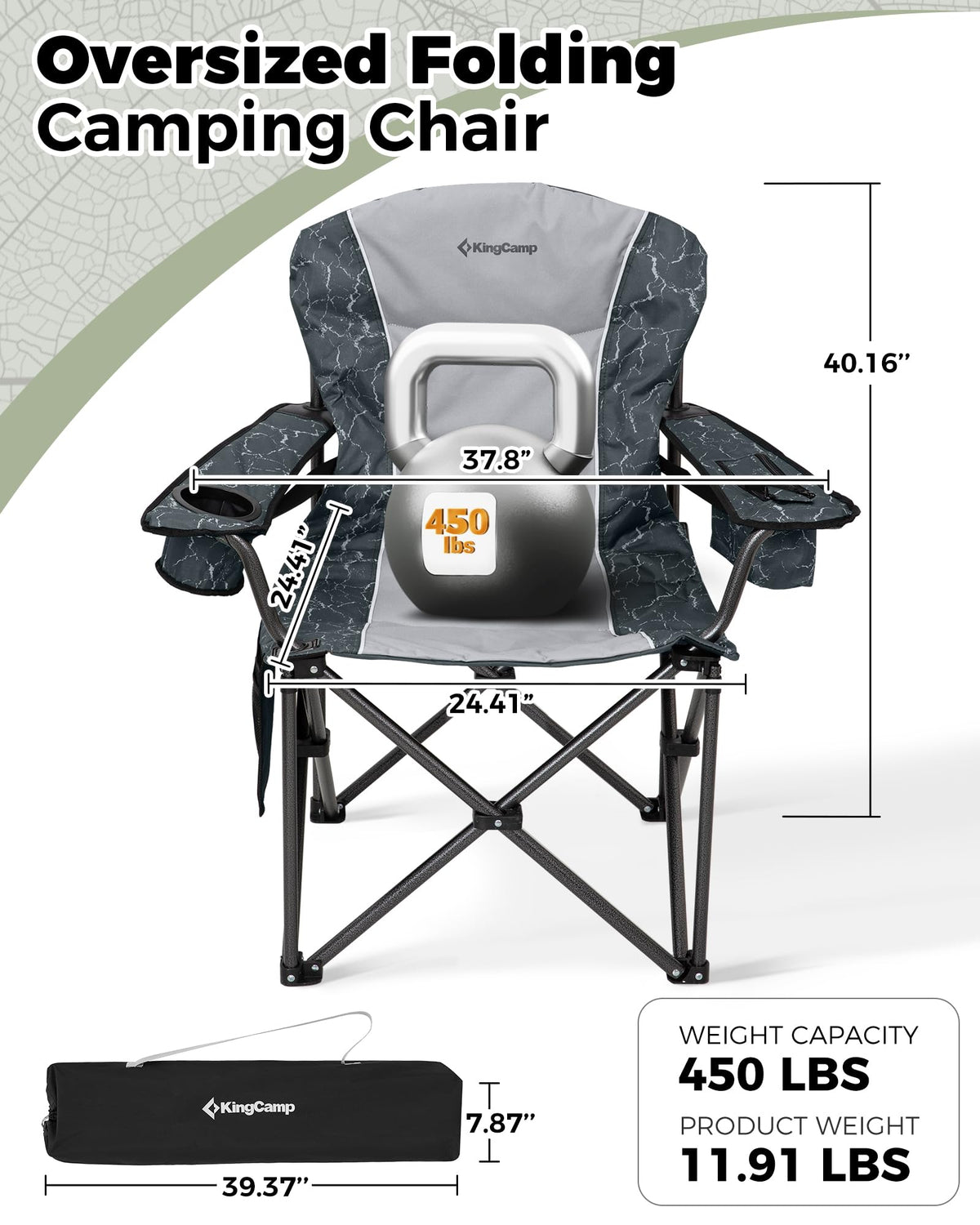 KingCamp JUNIPER C10 Oversized Folding Chair with Adjustable Lumbar Support