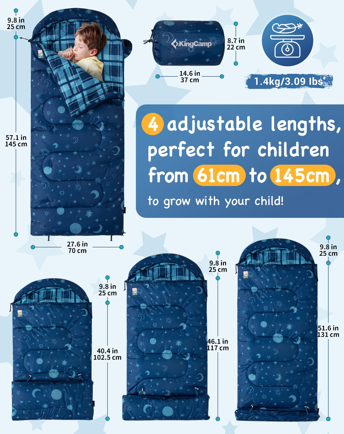Galaxy Zoo C 300 Kids Sleeping Bag Adjustable Length