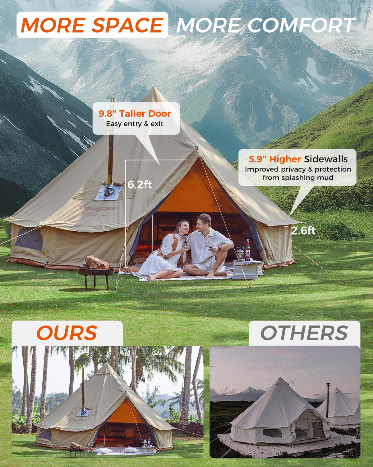 KingCamp KHAN 400/ 500 Canvas Bell Tents Upgraded