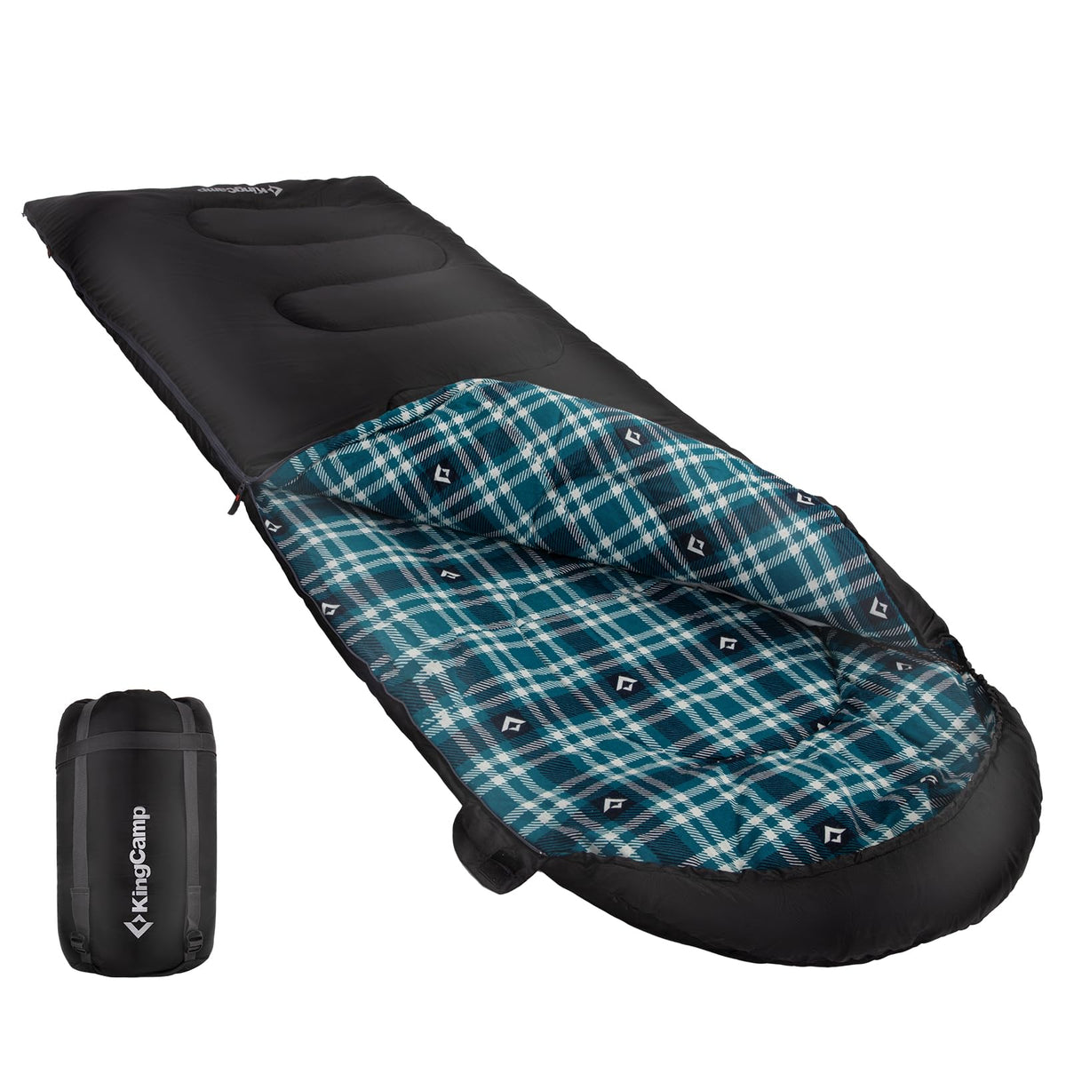 KingCamp CLOUDY 400 Sleeping Bag-Envelope With Hood Black