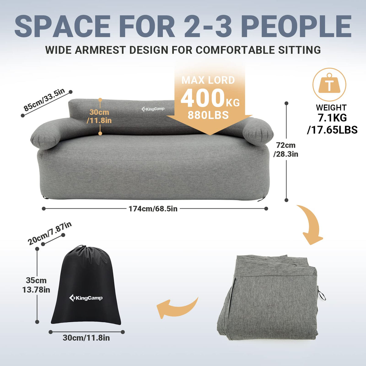 Luxury Inflatable Sofa Set for Two with Foot Pump and Stakes