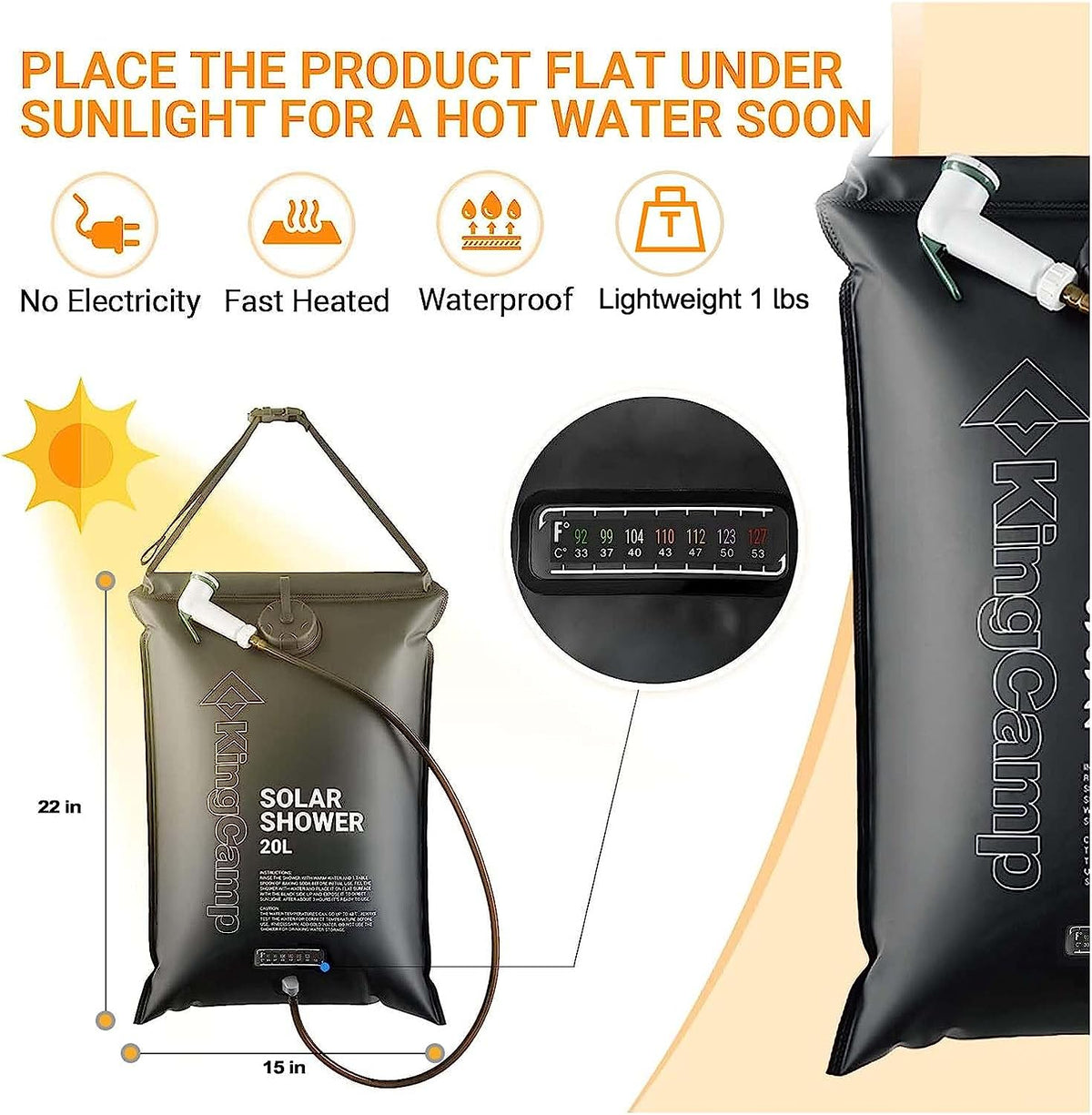 Double Room Shower Tent with Solar Shower Set