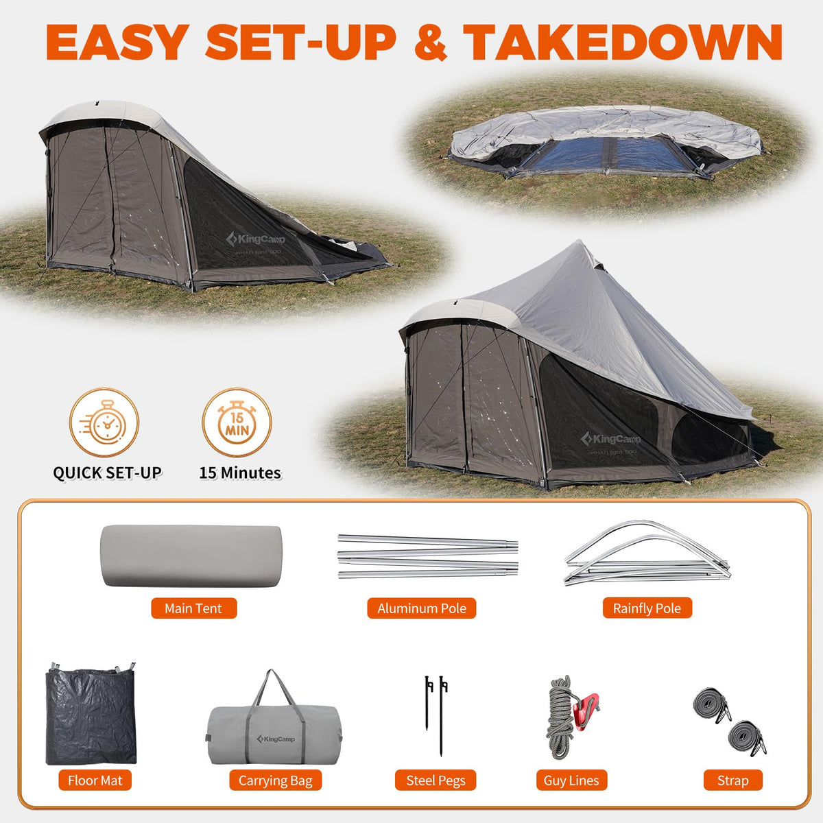 KingCamp KHAN LIGHT 400 Canvas Bell Tent
