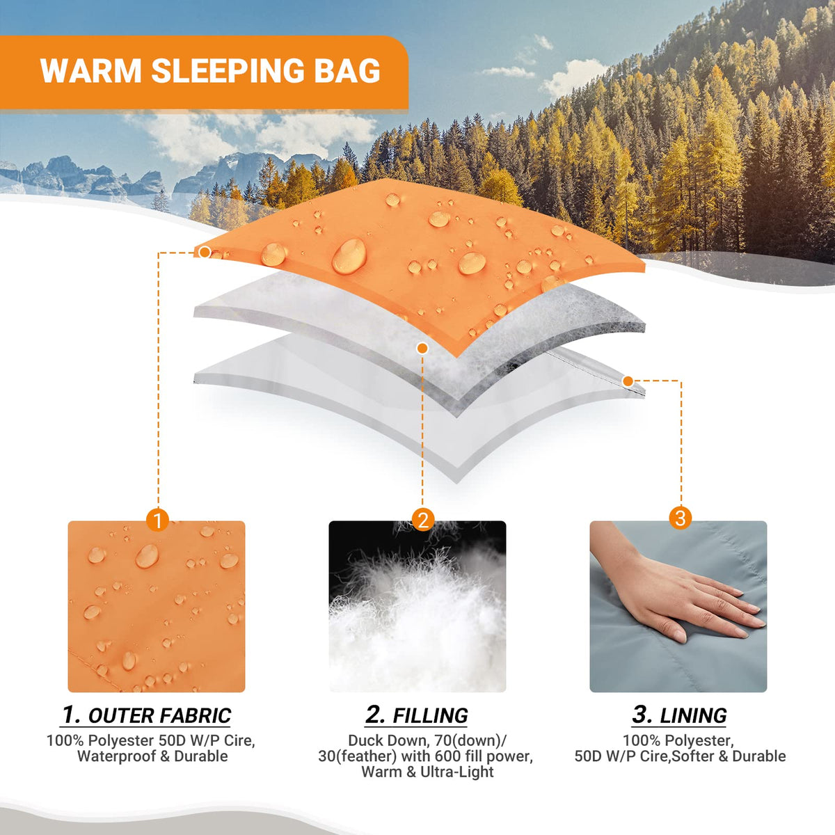 Saco de dormir tipo momia KingCamp PROTECTOR 400 Down 