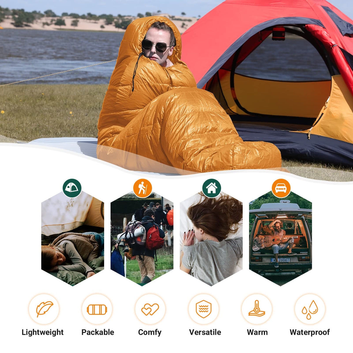 Saco de dormir tipo momia KingCamp PROTECTOR 400 Down 
