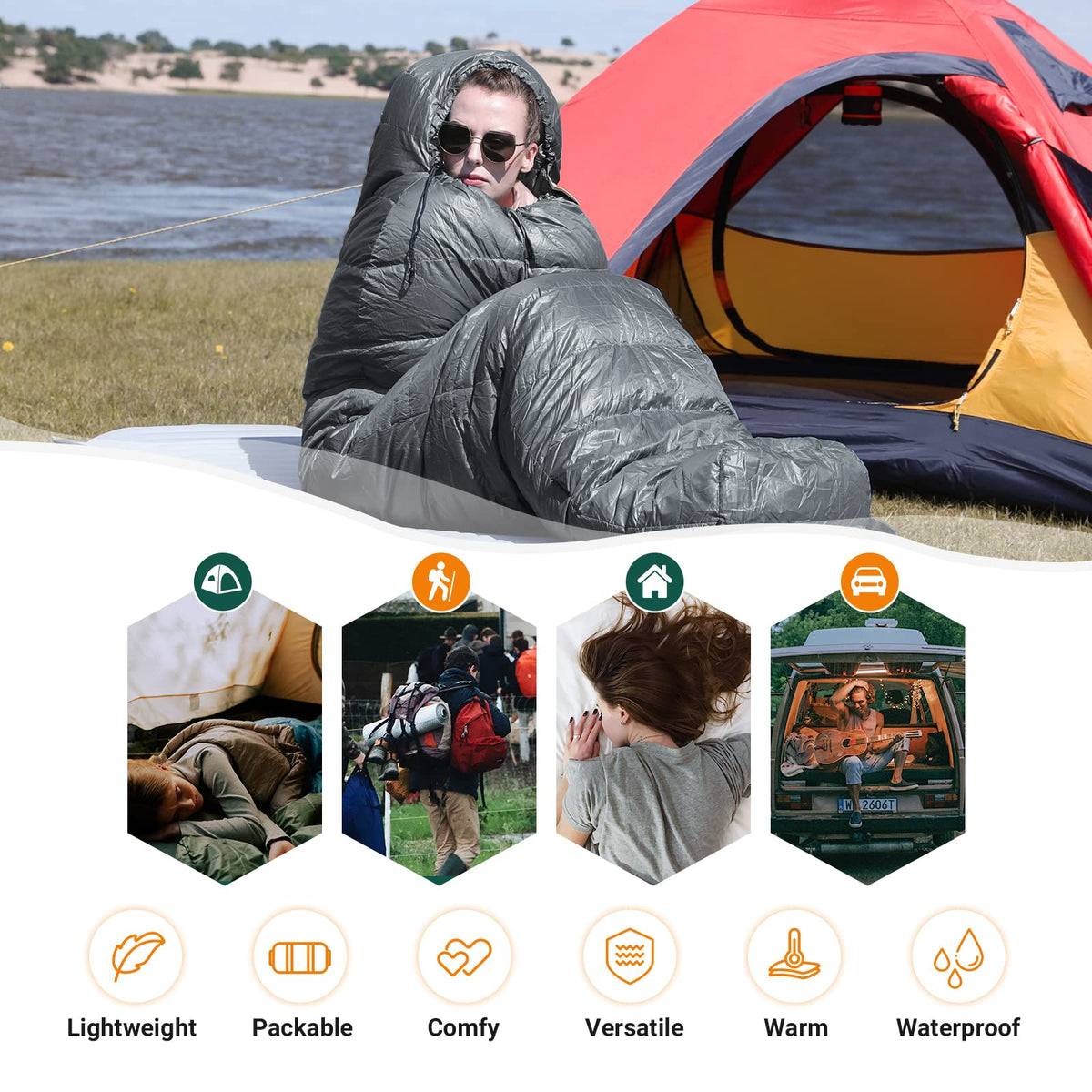 Saco de dormir tipo momia KingCamp PROTECTOR 400 Down 