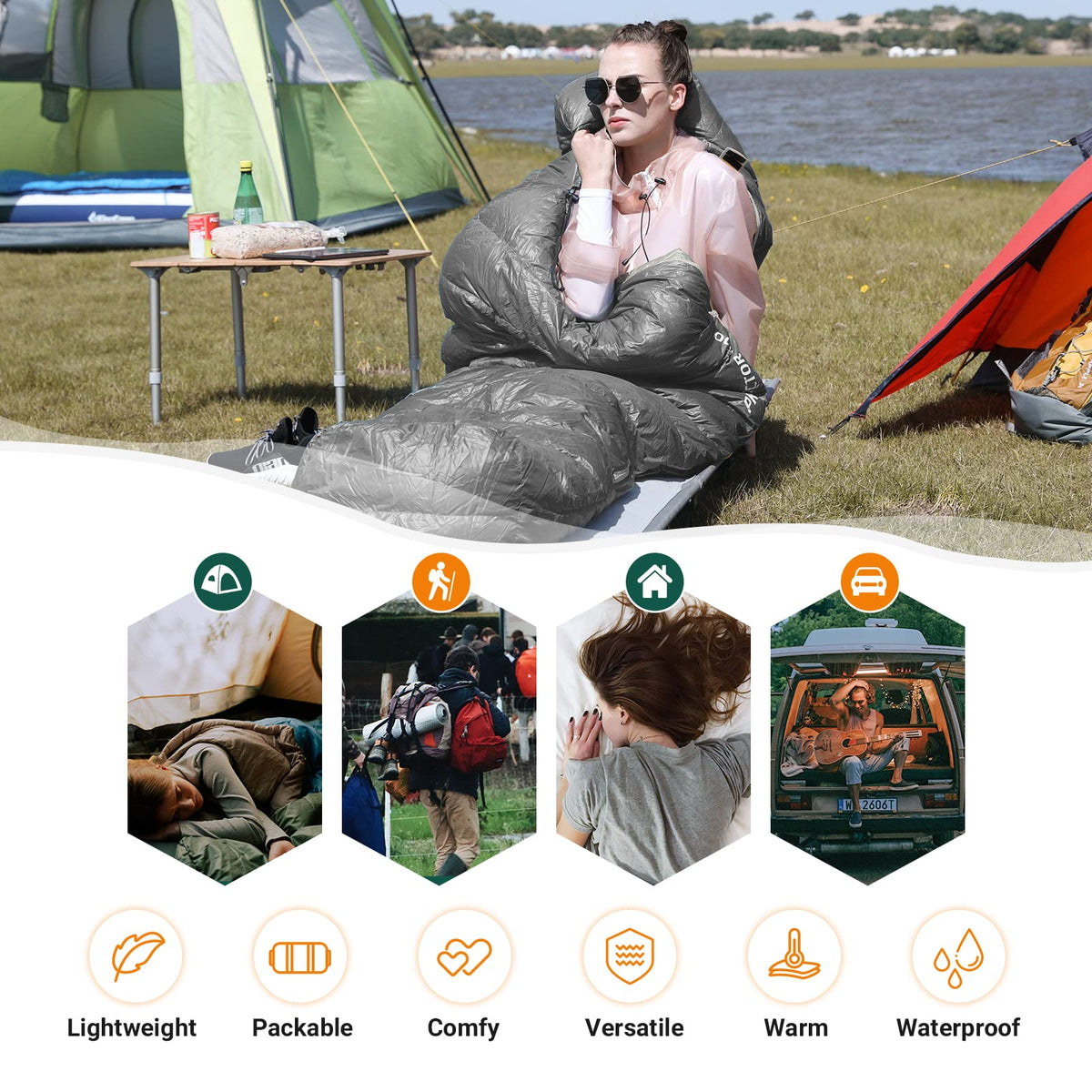 Saco de dormir tipo momia KingCamp PROTECTOR 400 Down 