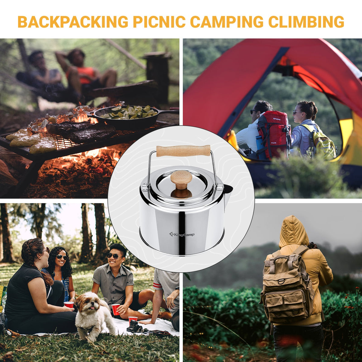 KingCamp 1.2L Stainless Steel Camping Kettle