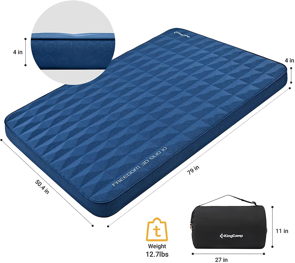 KingCamp 3.94 Inch Thick Self-Inflating Camping Pad