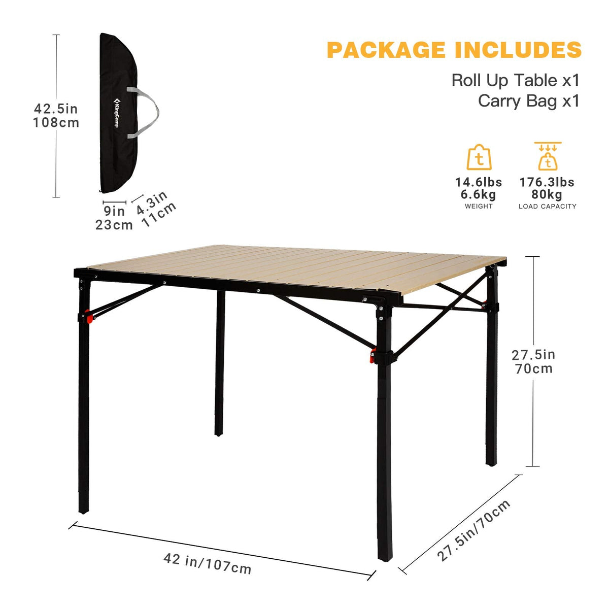 KingCamp Aluminum Alloy Camping Folding Table