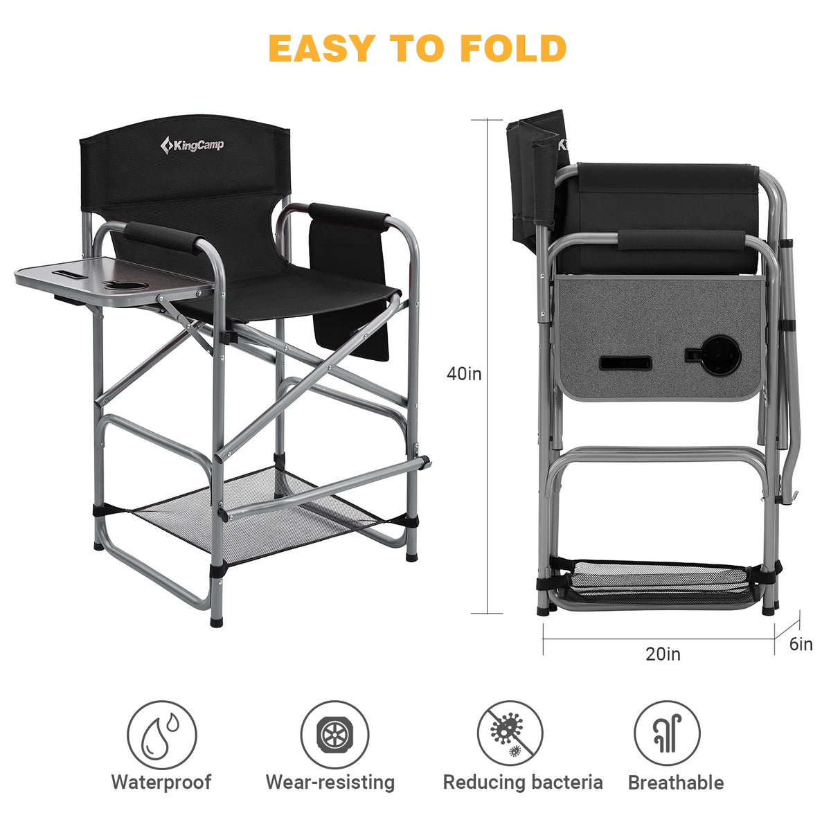 KingCamp Extra Tall Bar Height Director Chair