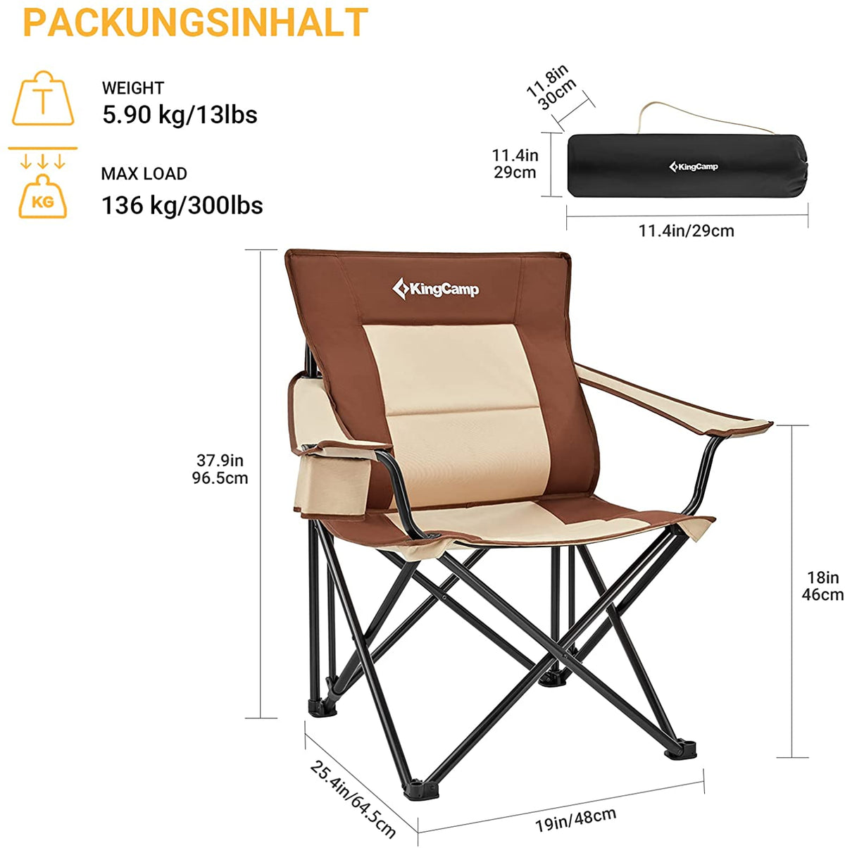 KingCamp Max load 136kg Camping Outdoor Chair