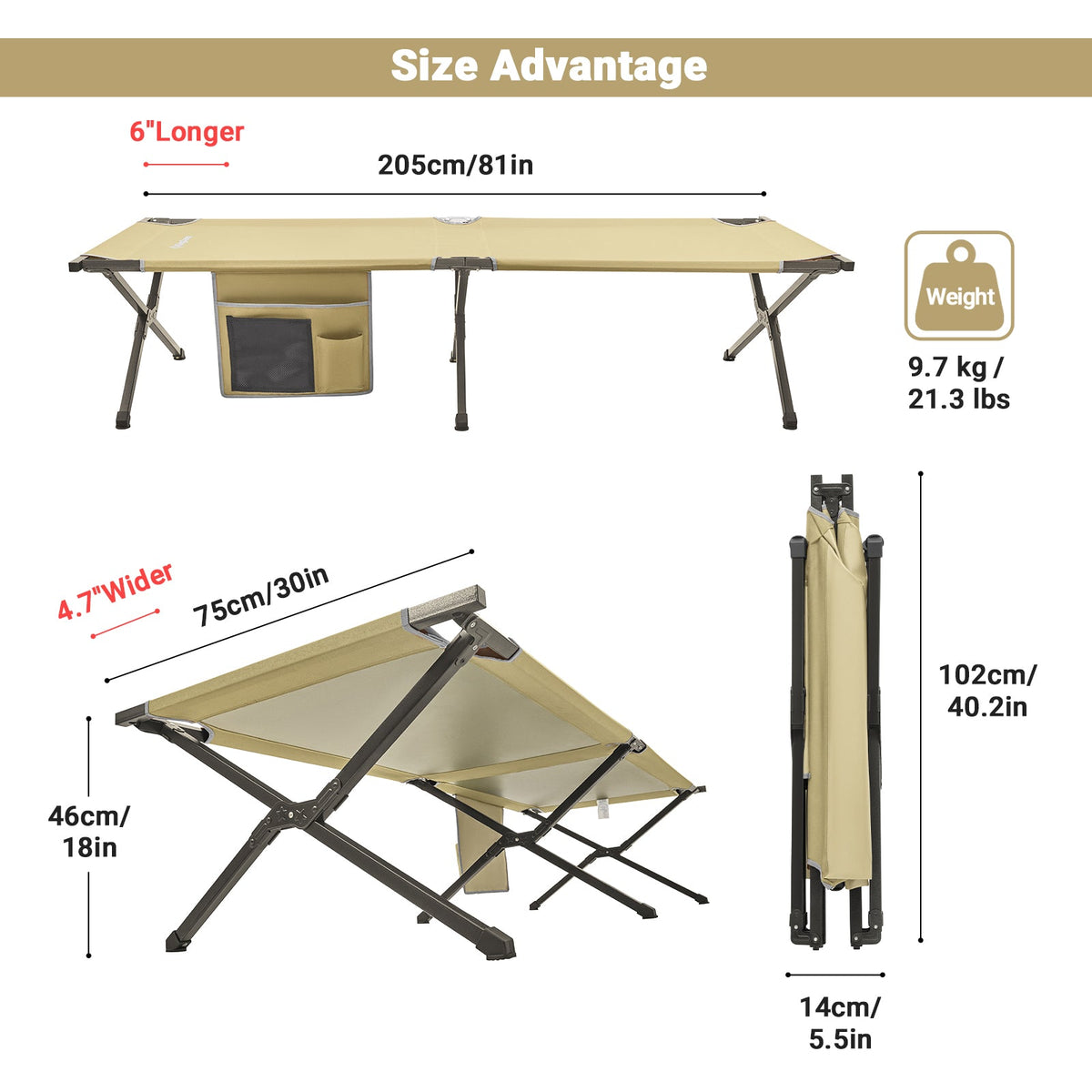 KingCamp Portable Camping Heavy Duty Cot